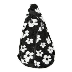 ✿ Black & White Fuzzy Floral Sling bag ✿
